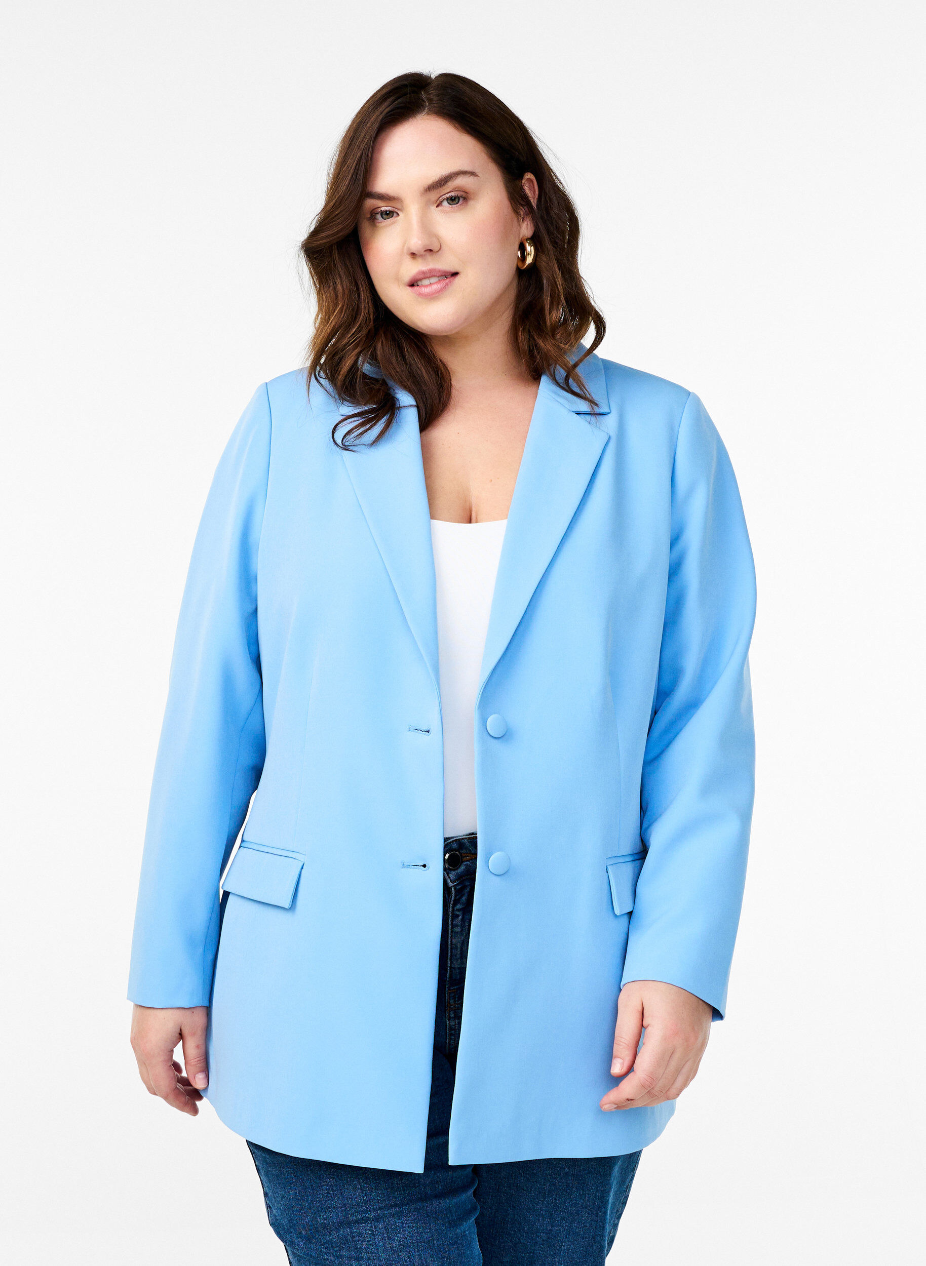 ZizziKlassinen bleiseri nappikiinnityksell&auml;, Sininen, Model image number 0