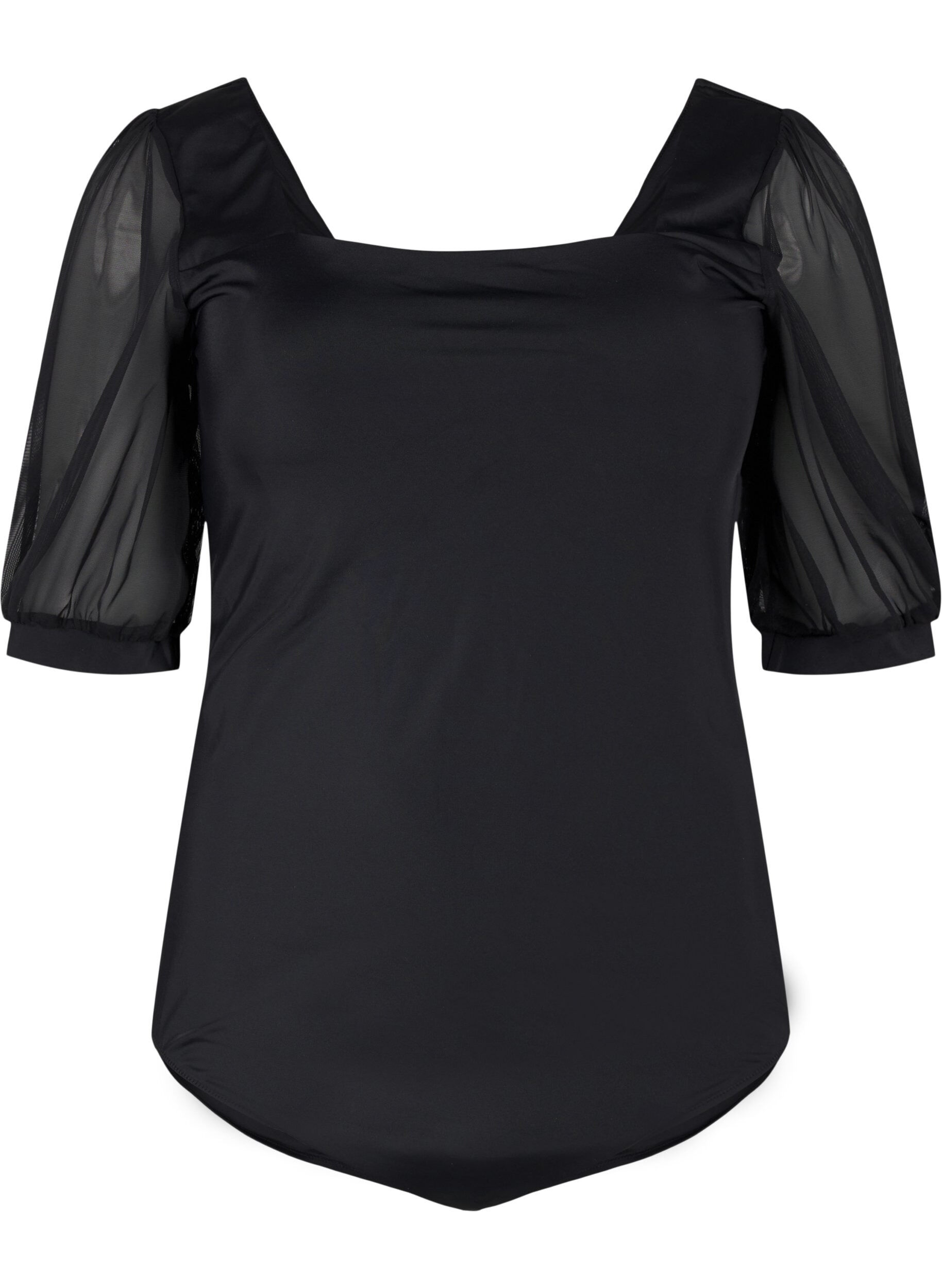 Zizzi Uimapuku lyhyill&auml; mesh-hihoilla, Black, Packshot image number 0