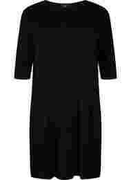 Jersey-mekko viskoosista 3/4-hihoilla, Black