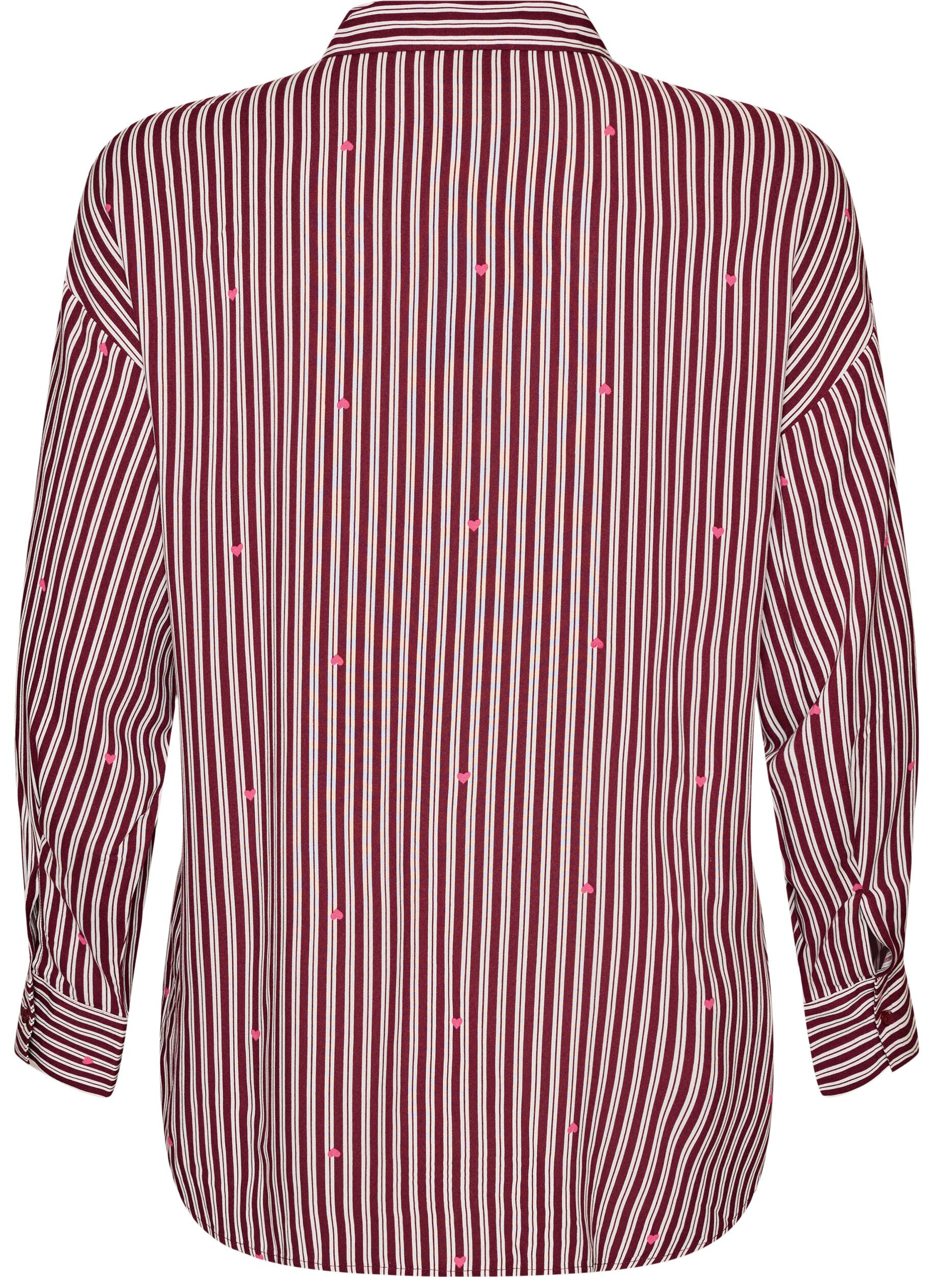ZizziY&ouml;paita raidoilla ja syd&auml;mill&auml;, Tumma Bordeaux, Packshot image number 1
