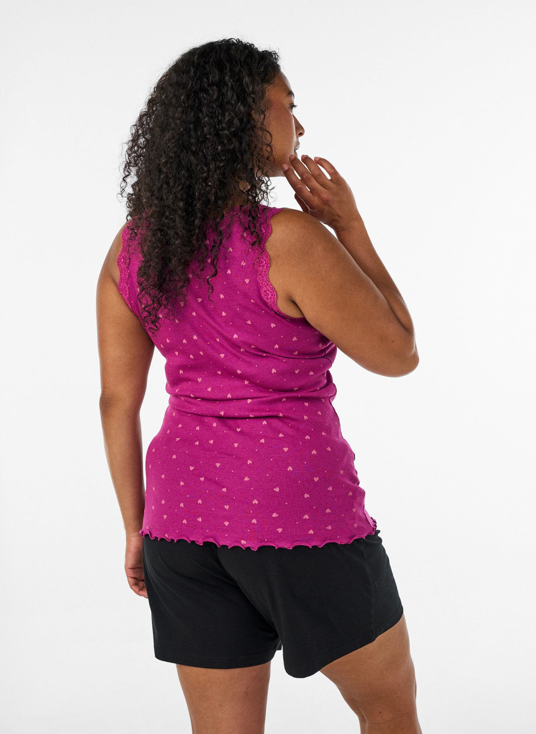 ZizziToppi, jossa on painatus ja pitsireunus, Violetti, Model image number 2