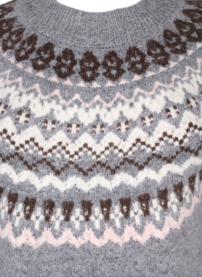 Neulemekko jacquard-kuviolla ja pitkilla hihoilla, Medium Grey Comb, Packshot image number 2