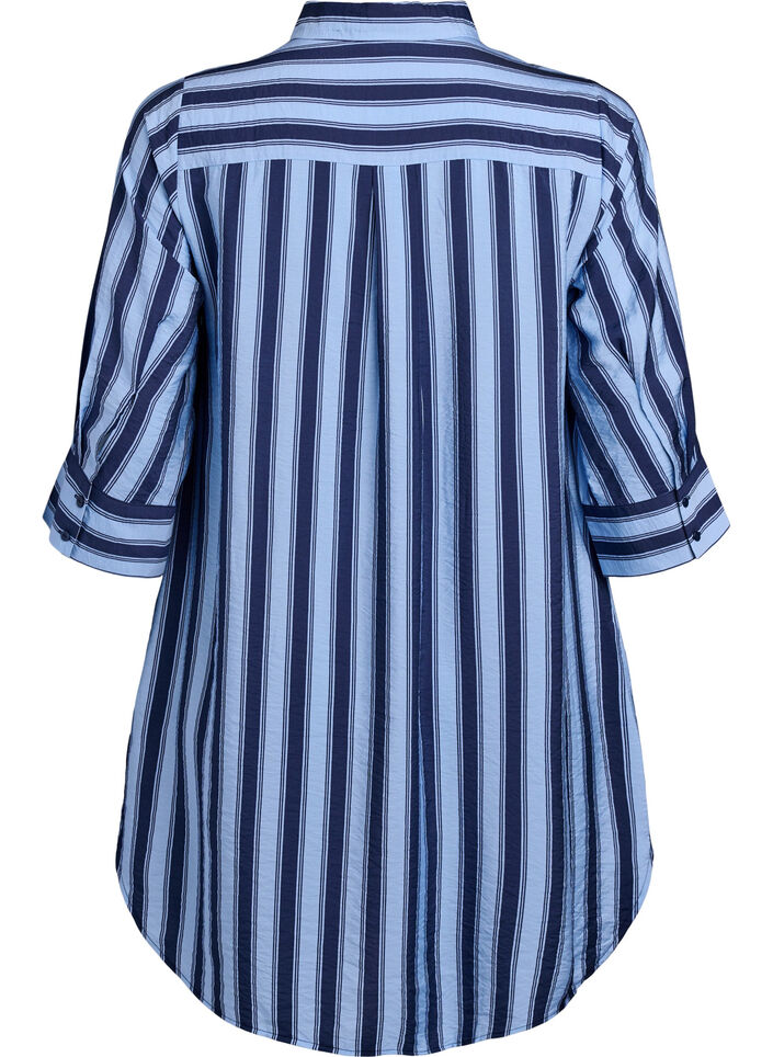 Lyhyt mekko kauluksella ja rintataskulla, Sininen, Packshot image number 1