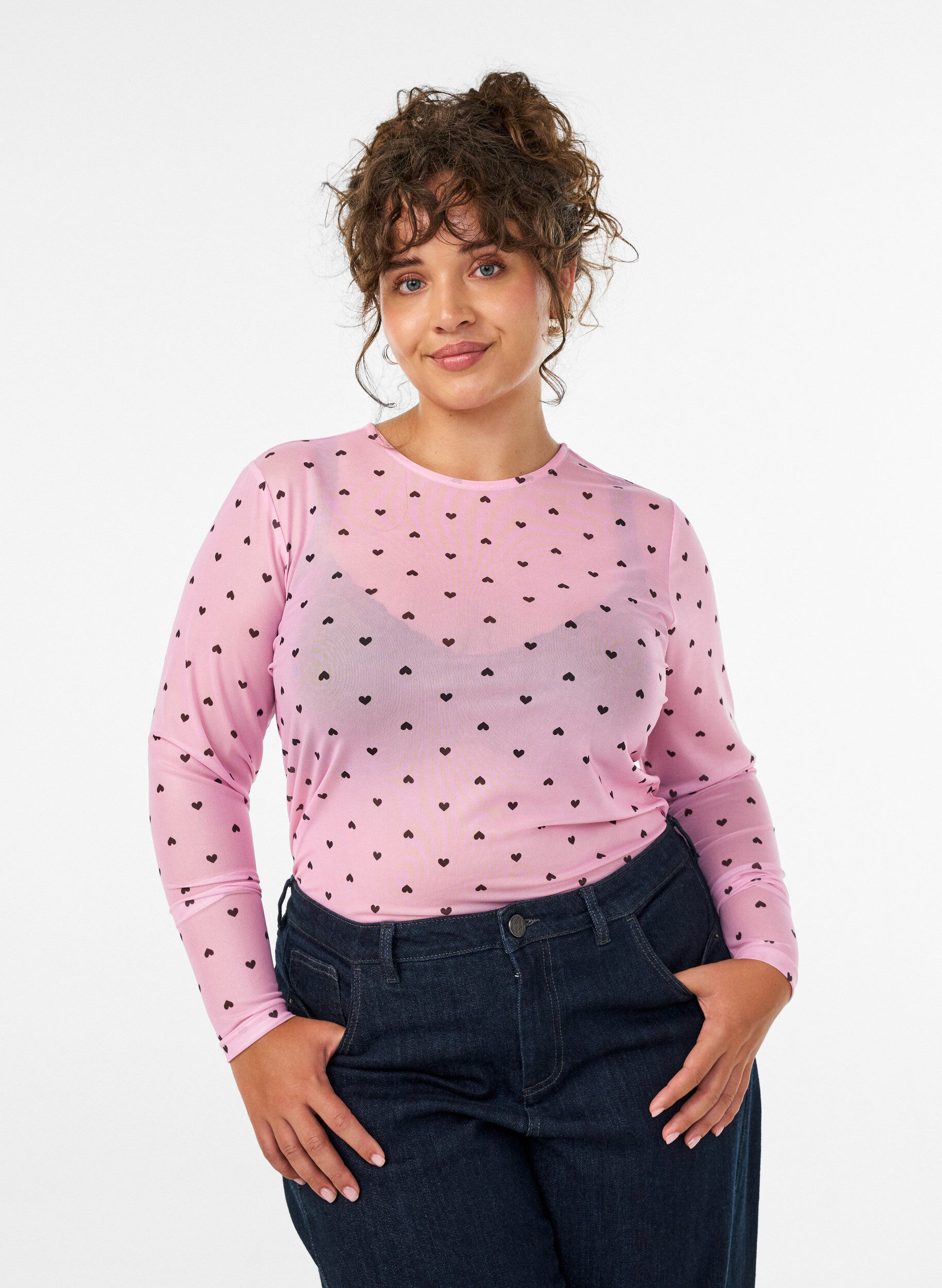 ZizziMesh-pusero printill&auml;, Vaaleanpunainen, Model image number 0