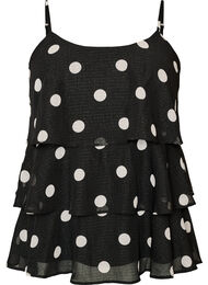 Kerrostettu toppi r&ouml;yhel&ouml;ill&auml; ja spagettiolkaimilla, Musta