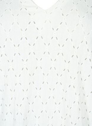 Pusero, jossa on V-pääntie ja reikäkuvio, Off White, Packshot image number 2