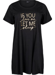 Lyhythihainen yöpaita luomupuuvillaa, Musta