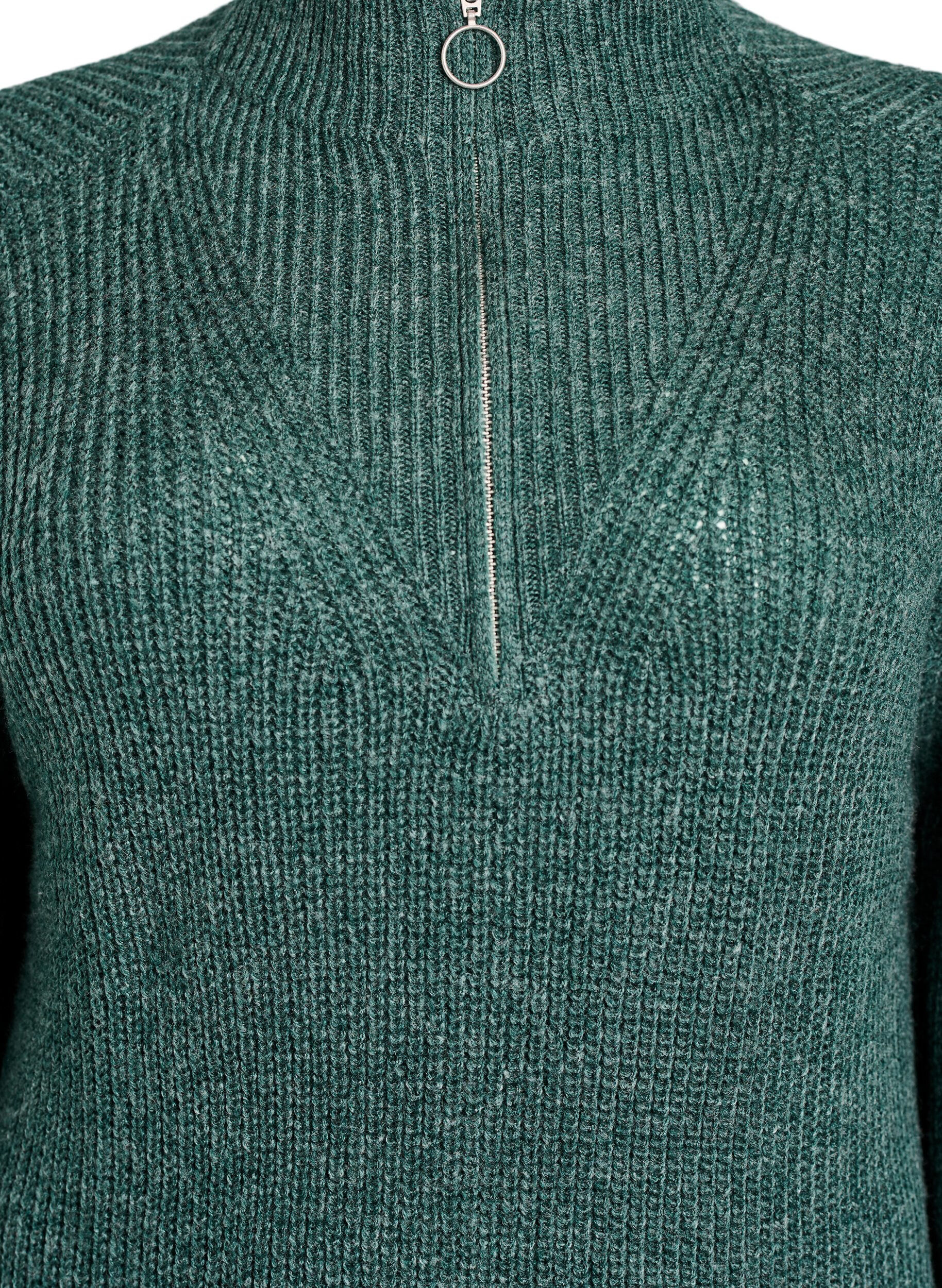 Zizzi FLASH - Lyhyt neulemekko korkealla kauluksella, Vihre&auml;, Packshot image number 2