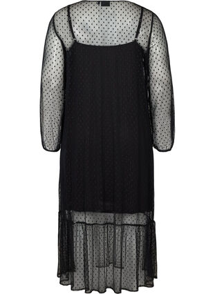 Pitkä läpikuultava mekko pilkuilla, Black, Packshot image number 1