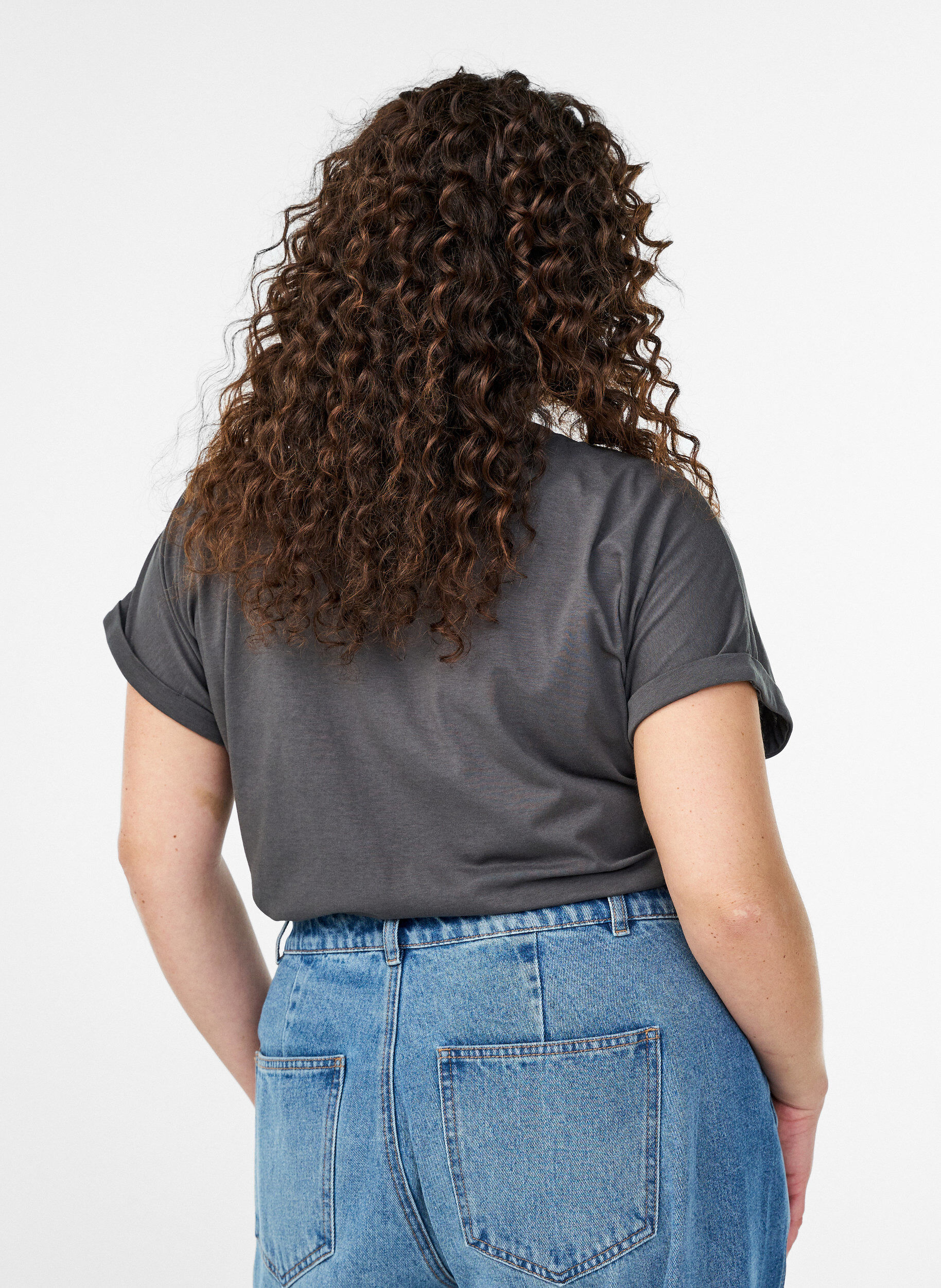 Zizzi Lyhythihainen puuvillasekoite t-paita, Harmaa, Model image number 2