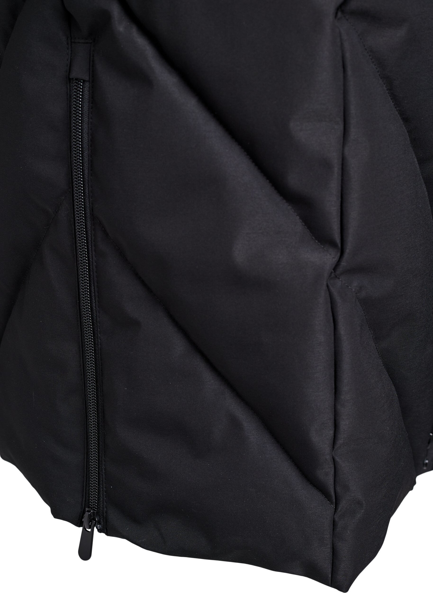 Zizzi Pitk&auml; talvitakki koukku-kiinnityksill&auml; ja tekoturkiskauluksella, Musta, Packshot image number 4