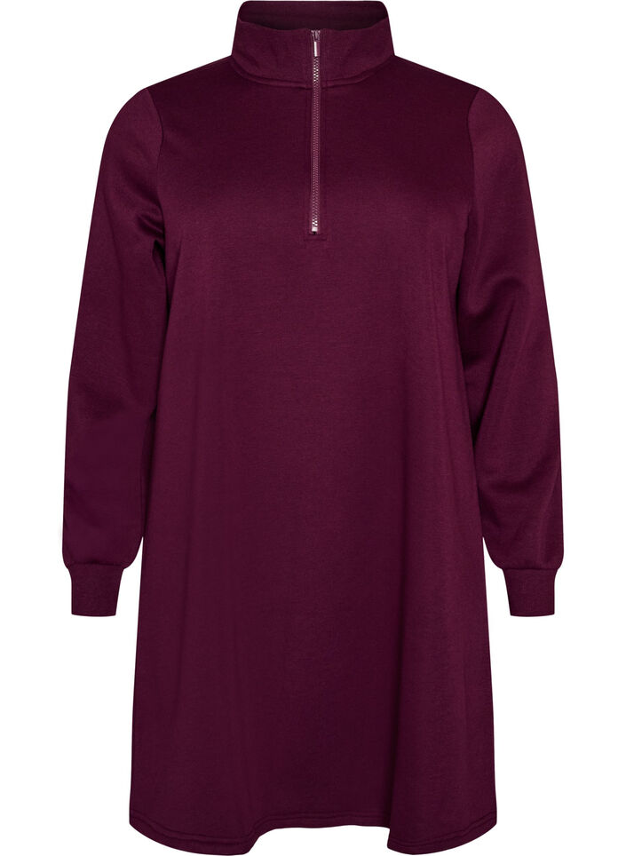 Collegepaitamekko korkealla ribbikauluksella ja vetoketjulla, Violetti, Packshot image number 0