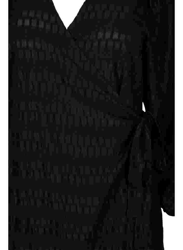 Kietaisumekko pitkillä hihoilla ja tekstuurikuviolla , Black, Packshot image number 2