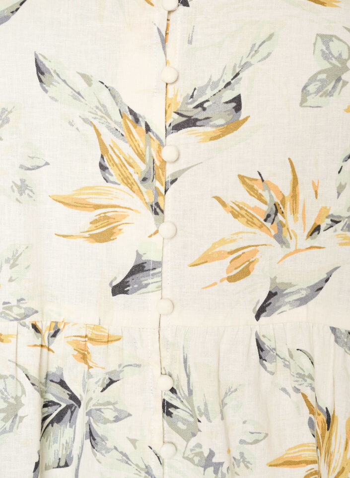 Pellava-viskoosipusero V-p&auml;&auml;ntiell&auml; ja nappikiinnityksell&auml;, Valkoinen, Packshot image number 2