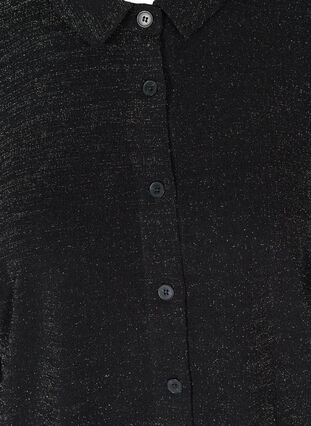 Kimaltava paita puhvihihoilla, Black, Packshot image number 2