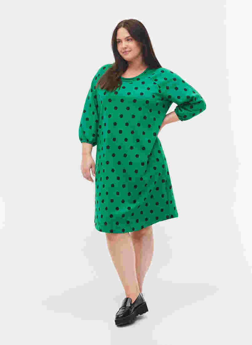 Pilkullinen mekko 3/4-hihoilla, Jolly Green Dot, Model image number 2