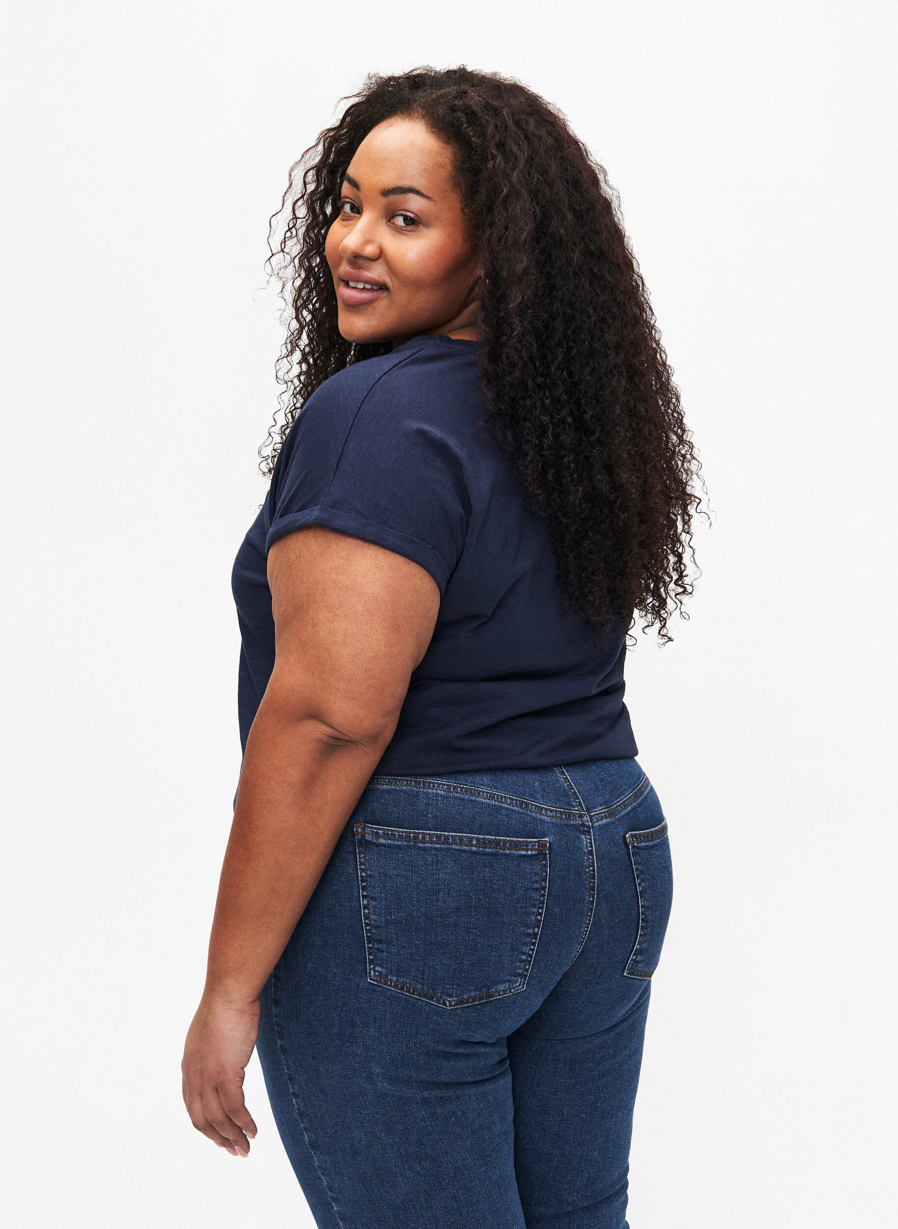 Zizzi Ekologisesta puuvillasta valmistettu t-paita painatuksella, N.Sky w. White Print, Model image number 1