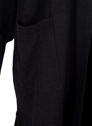 Pitkä neuletakki, jossa on taskut, Black, Packshot image number 3