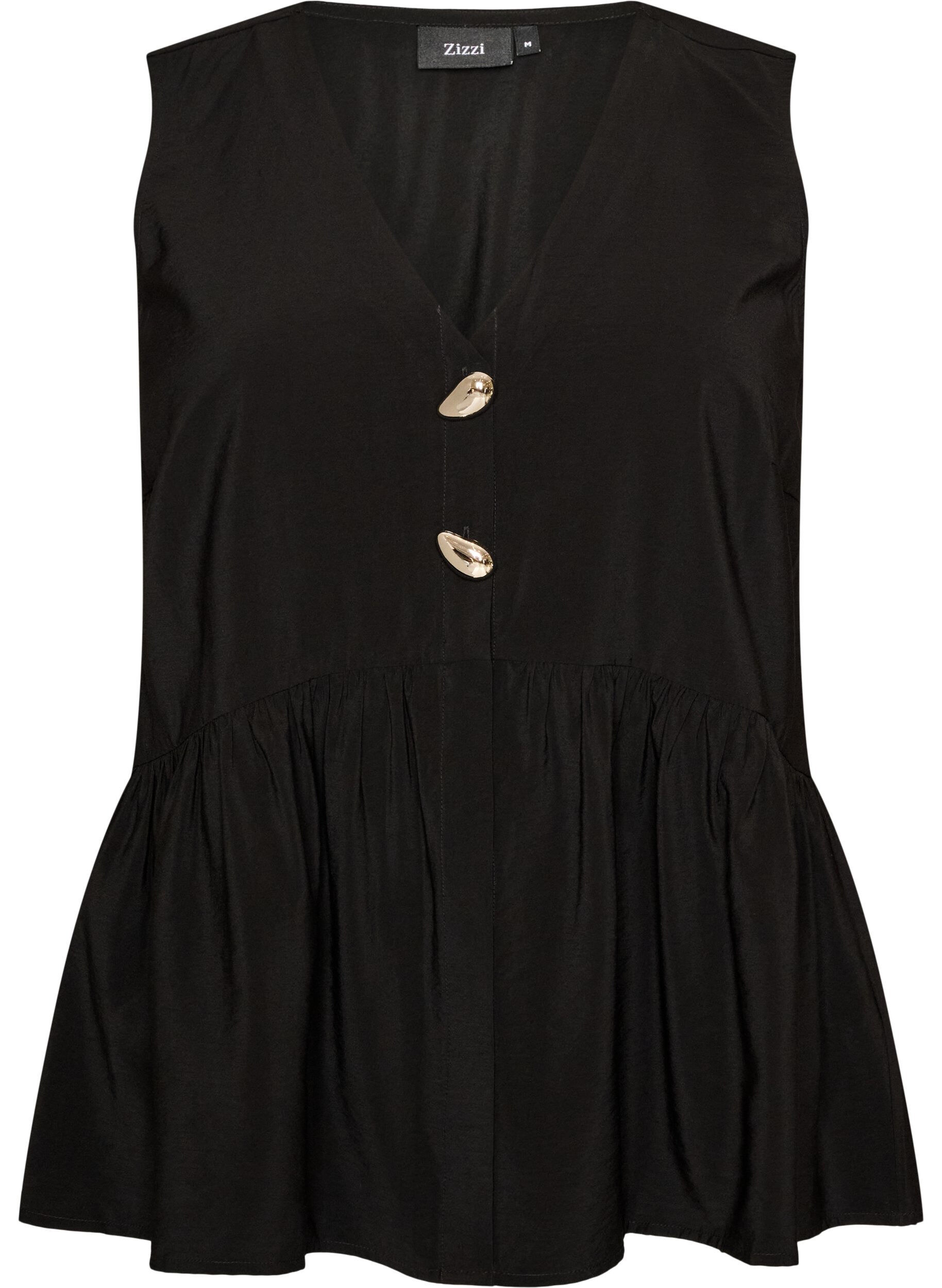 ZizziHihaton peplum-pusero koristenapeilla, Musta, Packshot image number 0