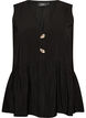 Hihaton peplum-pusero koristenapeilla, Musta, Packshot image number 0