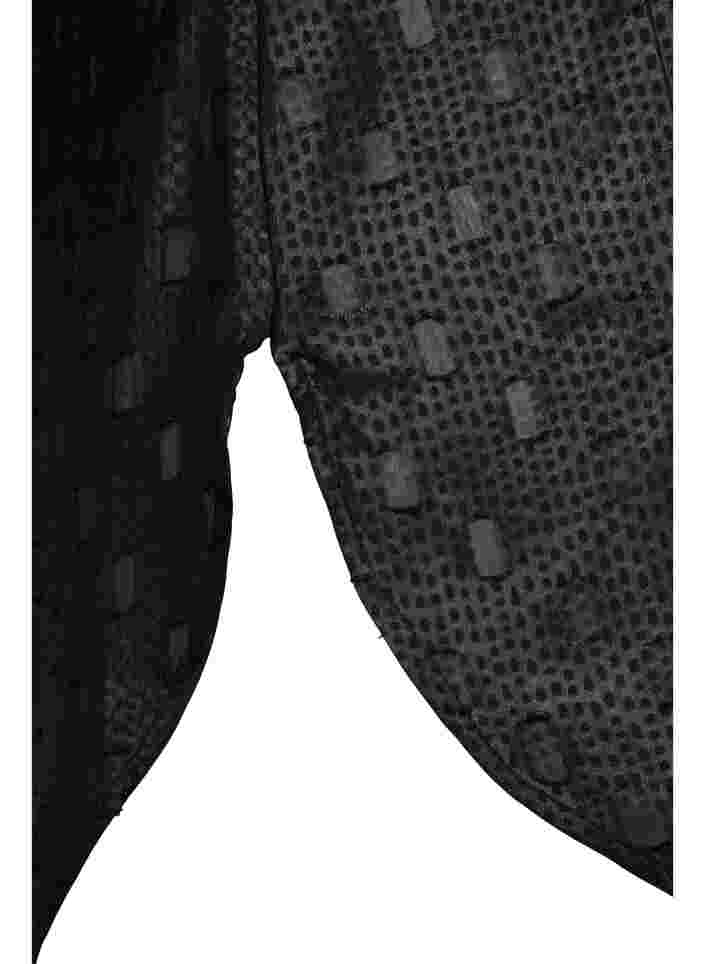 Pitkähihainen tunika tekstuurikuviolla ja v-pääntiellä, Black, Packshot image number 3