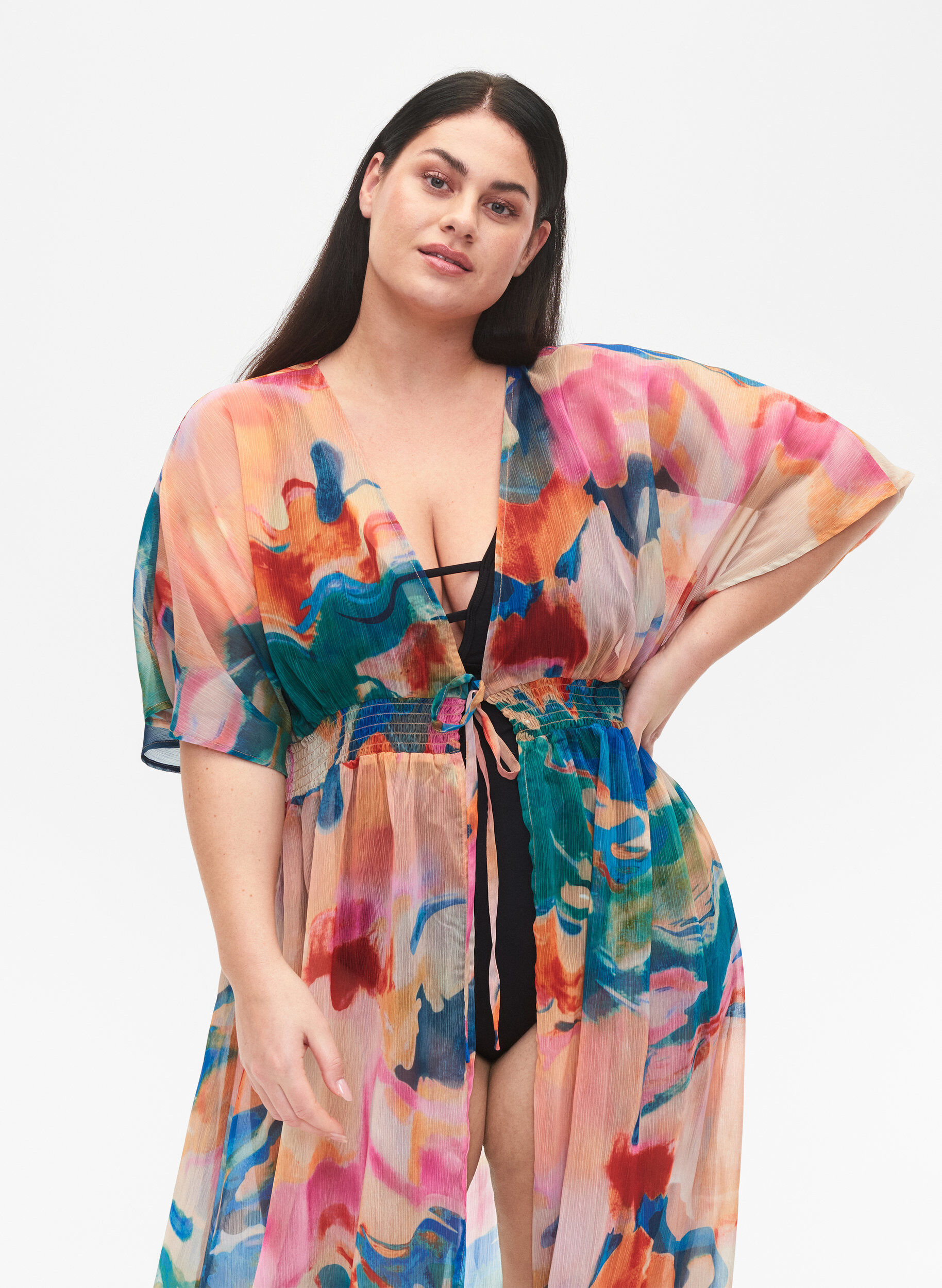 Zizzi Rantakimono kuosilla, Watercolor, Model image number 2