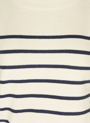 Raidallinen neulepusero pallohihoilla, Birch W/Navy stripes, Packshot image number 2