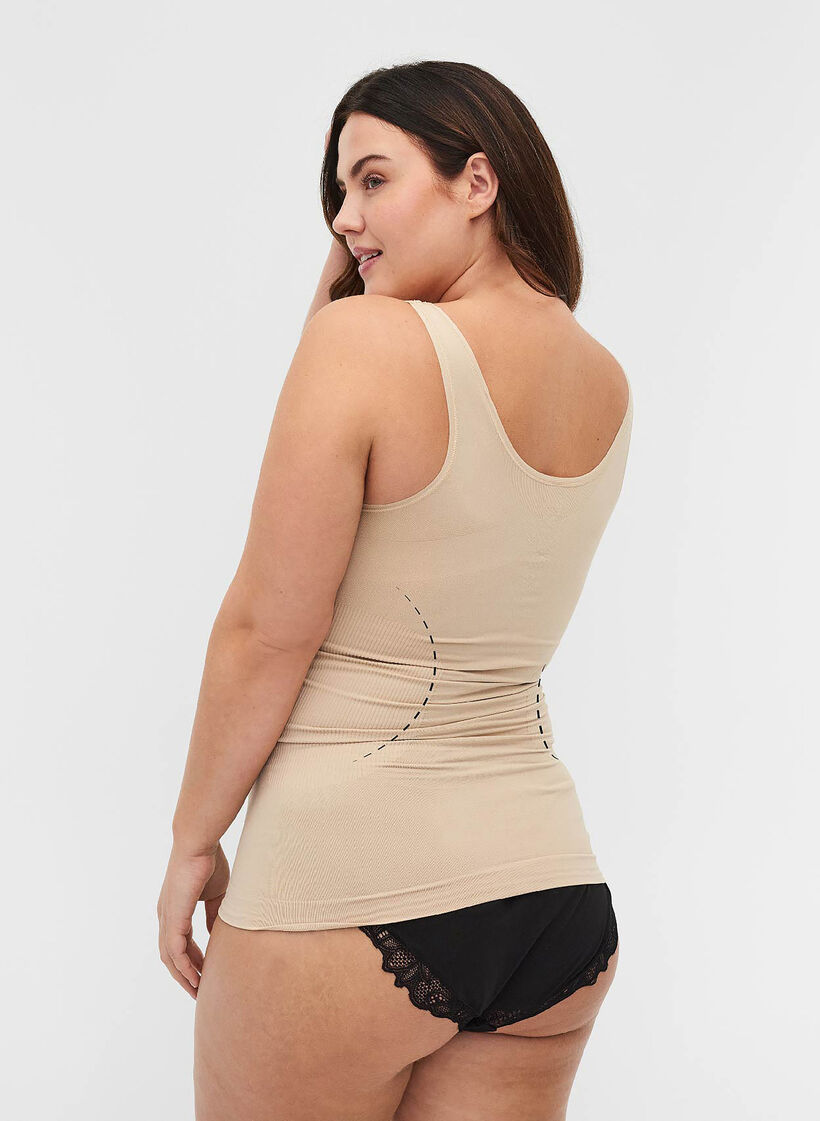 Shapewear-toppi leveill&auml; olkaimilla, Beige, Model