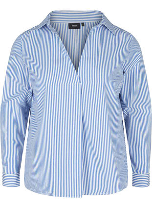 Raidallinen paita ekologisesta puuvillasta, Dazzling Blue Stripe, Packshot image number 0