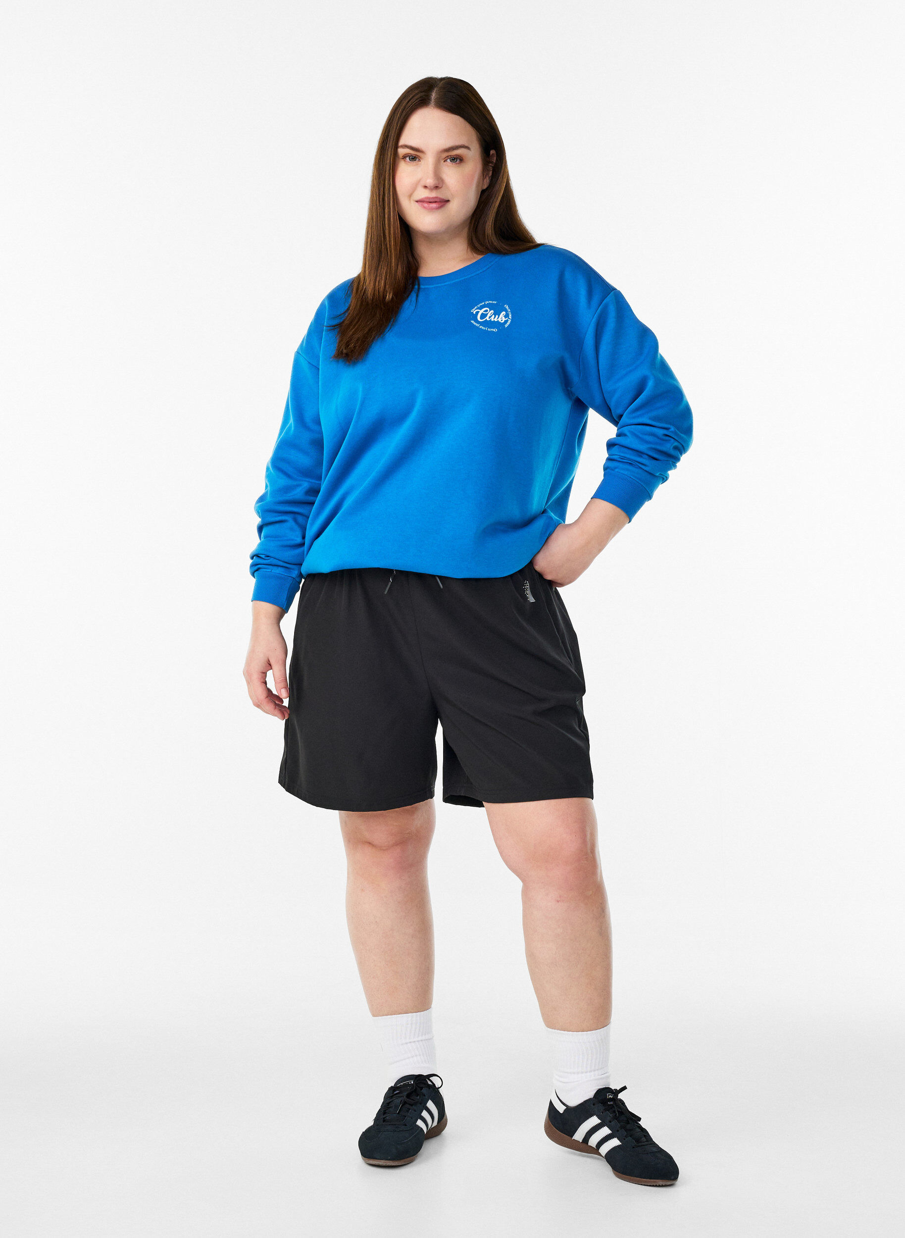 ZizziCollegepaita tekstiprintill&auml;, Sininen, Model image number 1