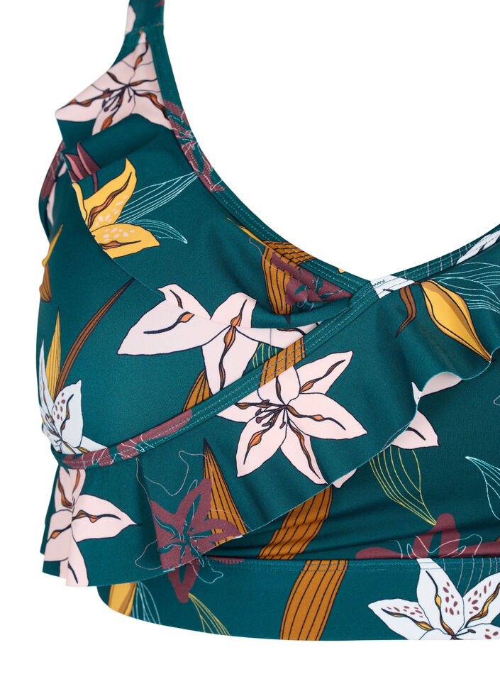 Kukallinen bikiniyl&auml;osa r&ouml;yhel&ouml;ll&auml;, Vihre&auml;, Packshot image number 2