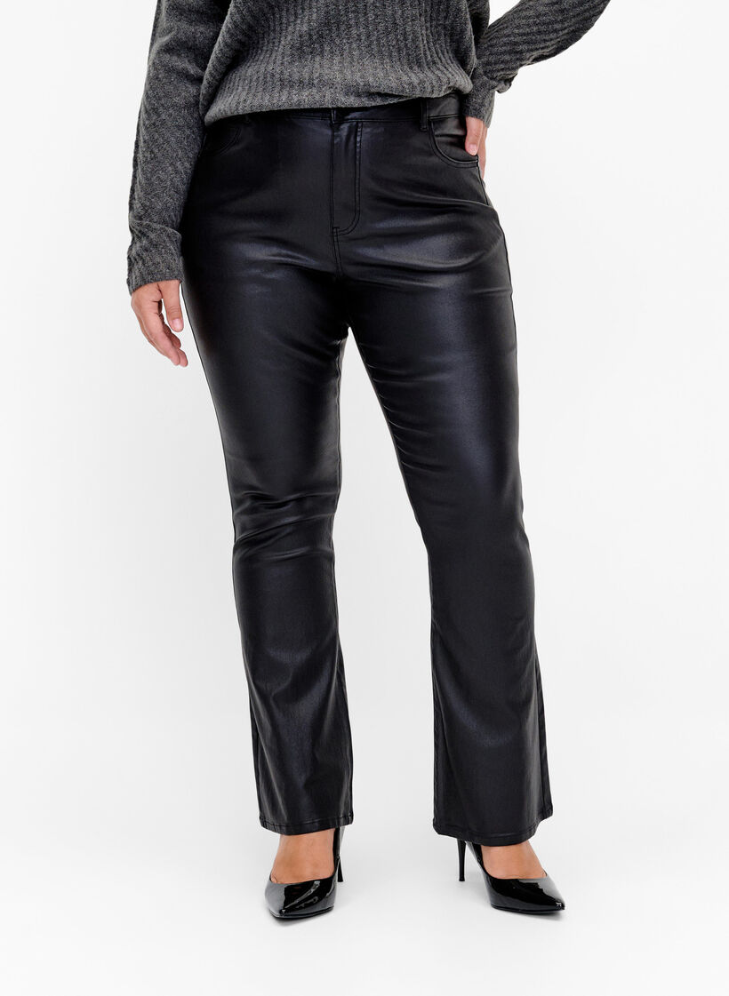 Pinnoitetut Ellen bootcut -farkut, Black, Model image number 2