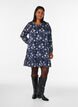 Kuviollinen mekko r&ouml;yhel&ouml;ill&auml; ja pitkill&auml; hihoilla, Sininen, Model image number 1