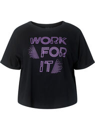 Puuvillainen treeni-t-paita painatuksella, Black w. Work For It