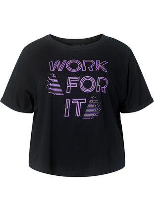 Puuvillainen treeni-t-paita painatuksella, Black w. Work For It, Packshot image number 0