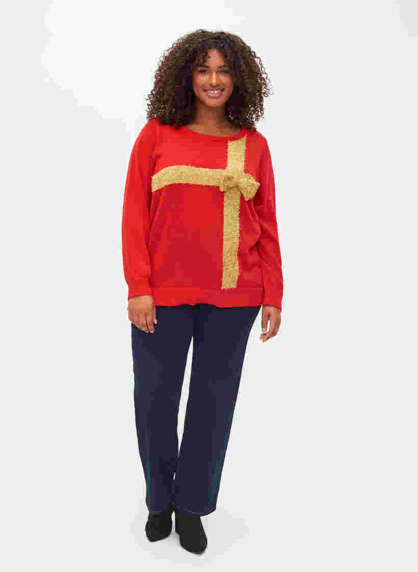 Jouluneule lurexilla, Red W/gold lurex, Model image number 2