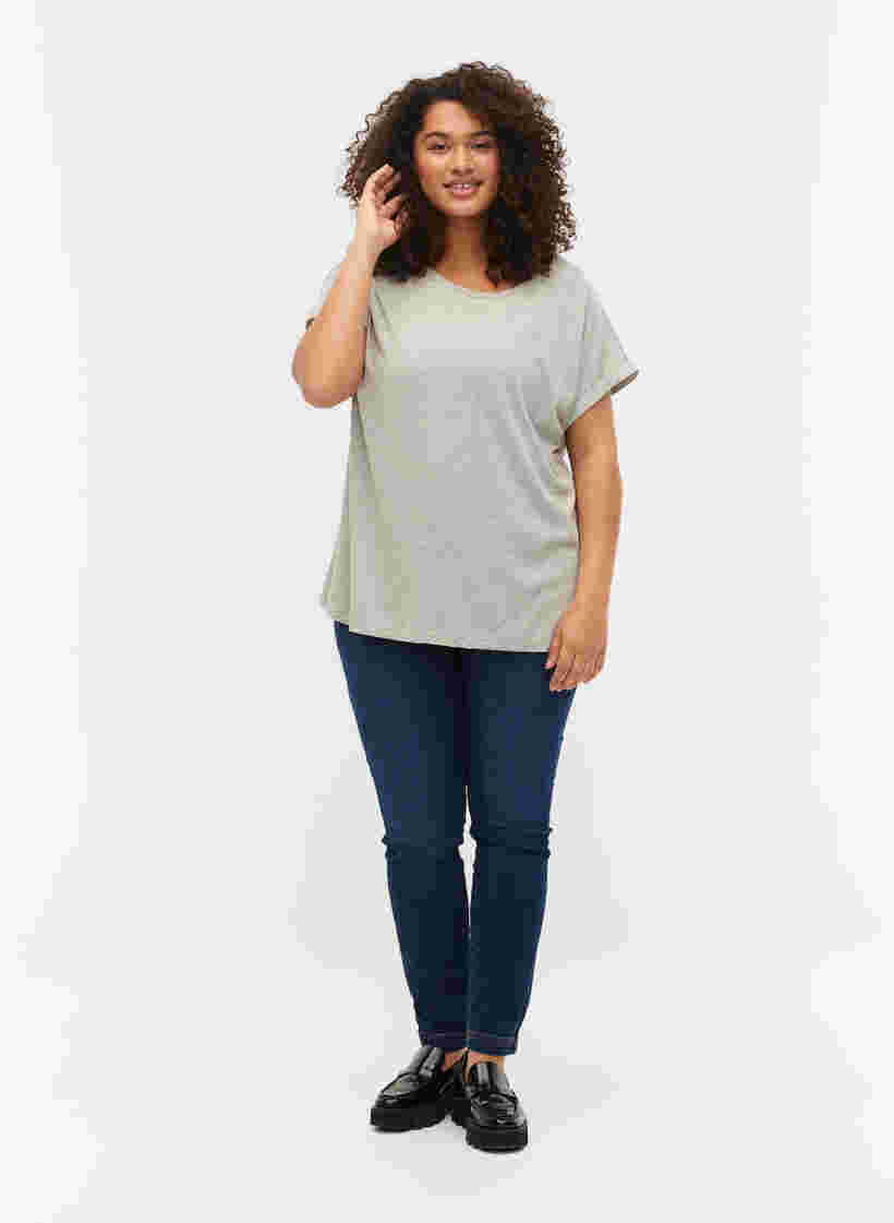 Lyhythihainen t-paita puuvillasekoitteesta, Heather Grey Mél, Model image number 2