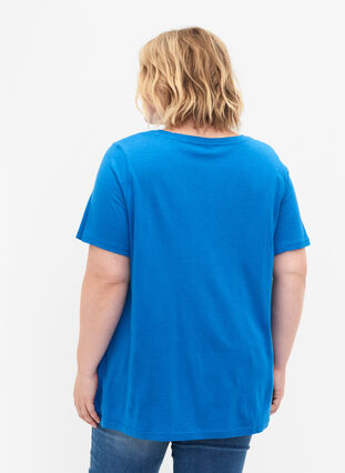 Lyhythihainen t-paita A-mallissa, French Blue, Model image number 1