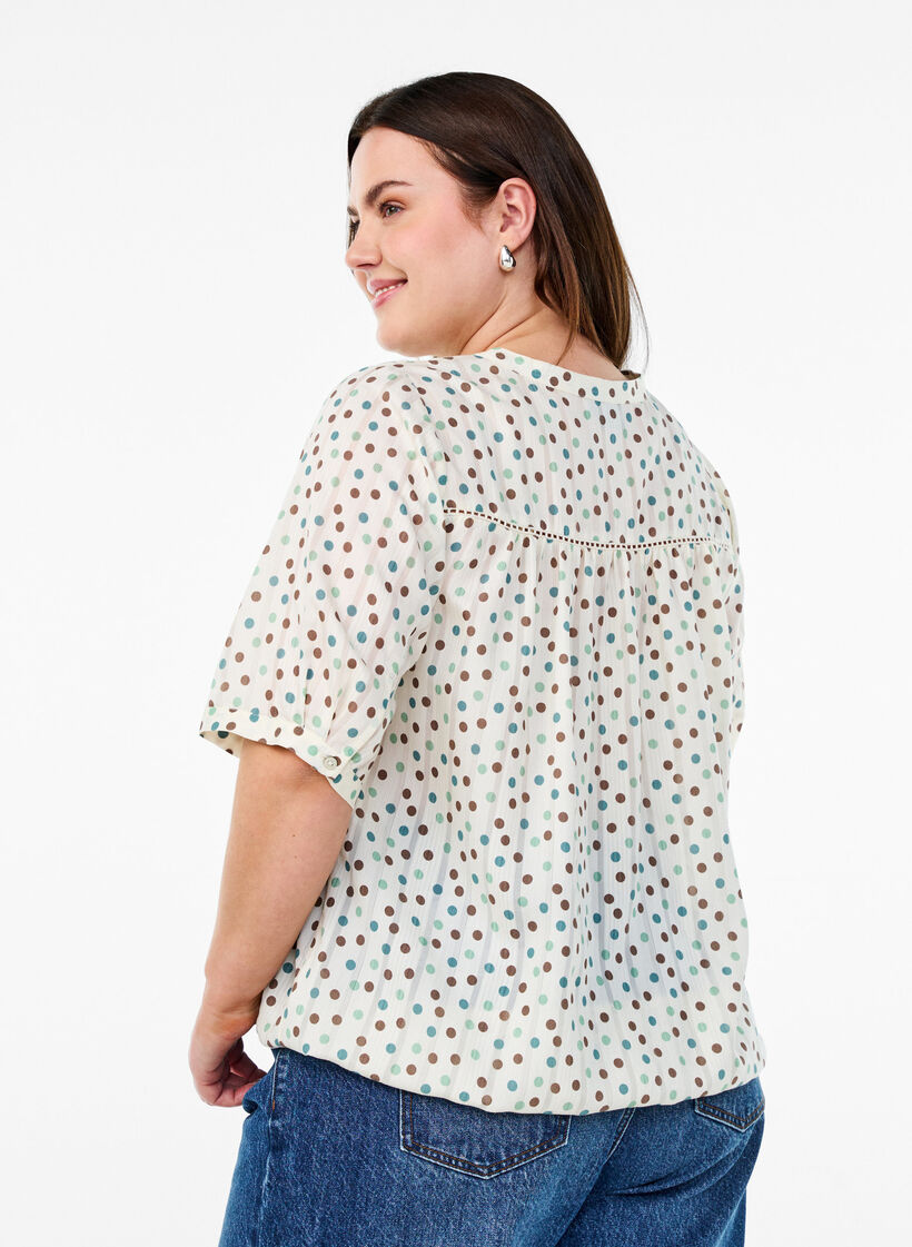 Pusero printill&auml; ja 1/2-hihoilla, Valkoinen, Model image number 2