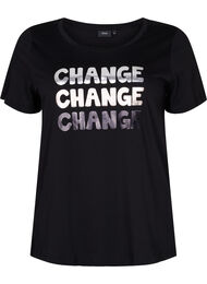 Puuvillainen t-paita lyhyillä hihoilla, Black Change