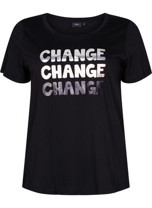 Puuvillainen t-paita lyhyillä hihoilla, Black Change, Packshot image number 0