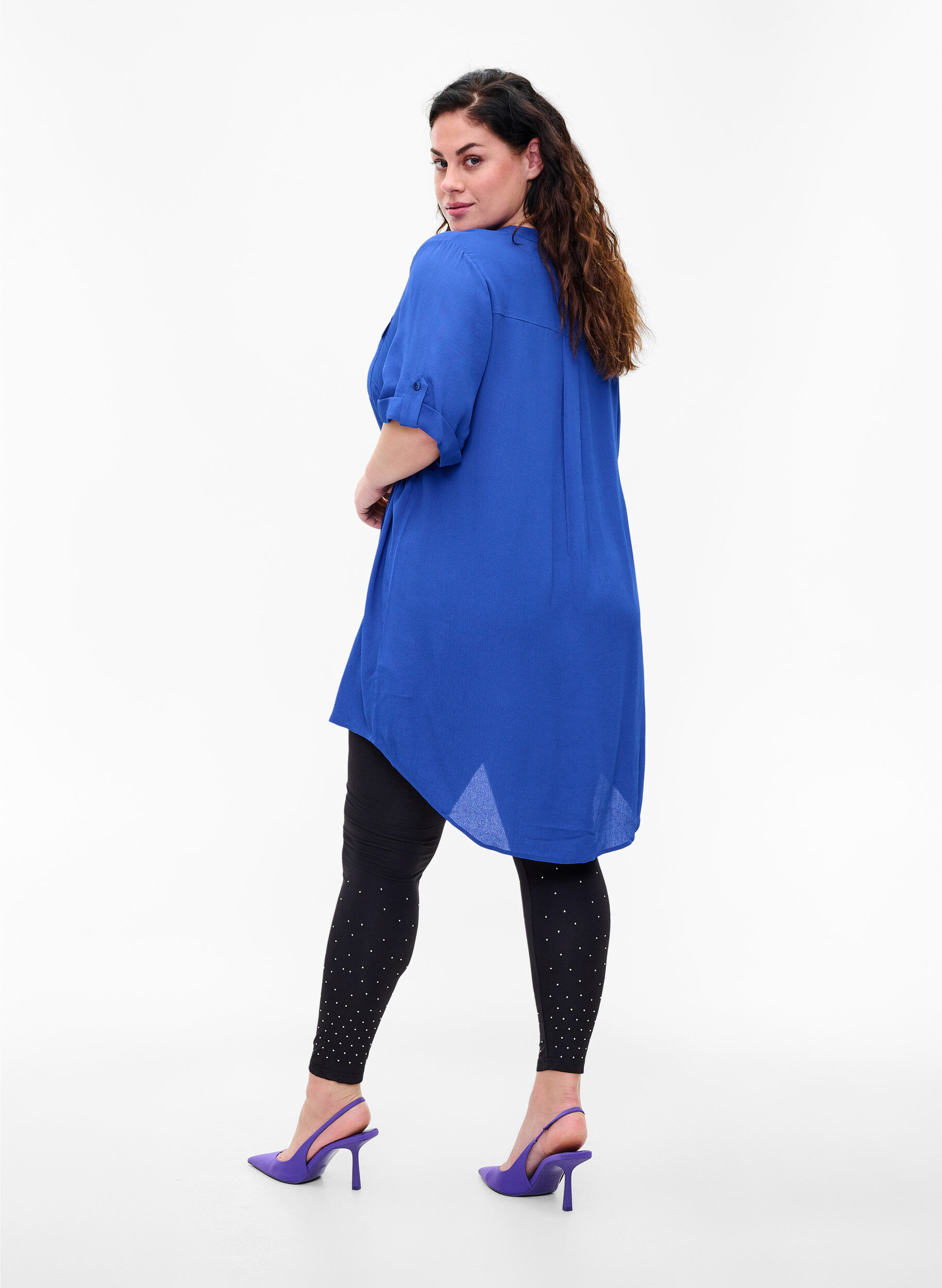 Zizzi Viskoosileggingsit somisteilla, Black, Model image number 1