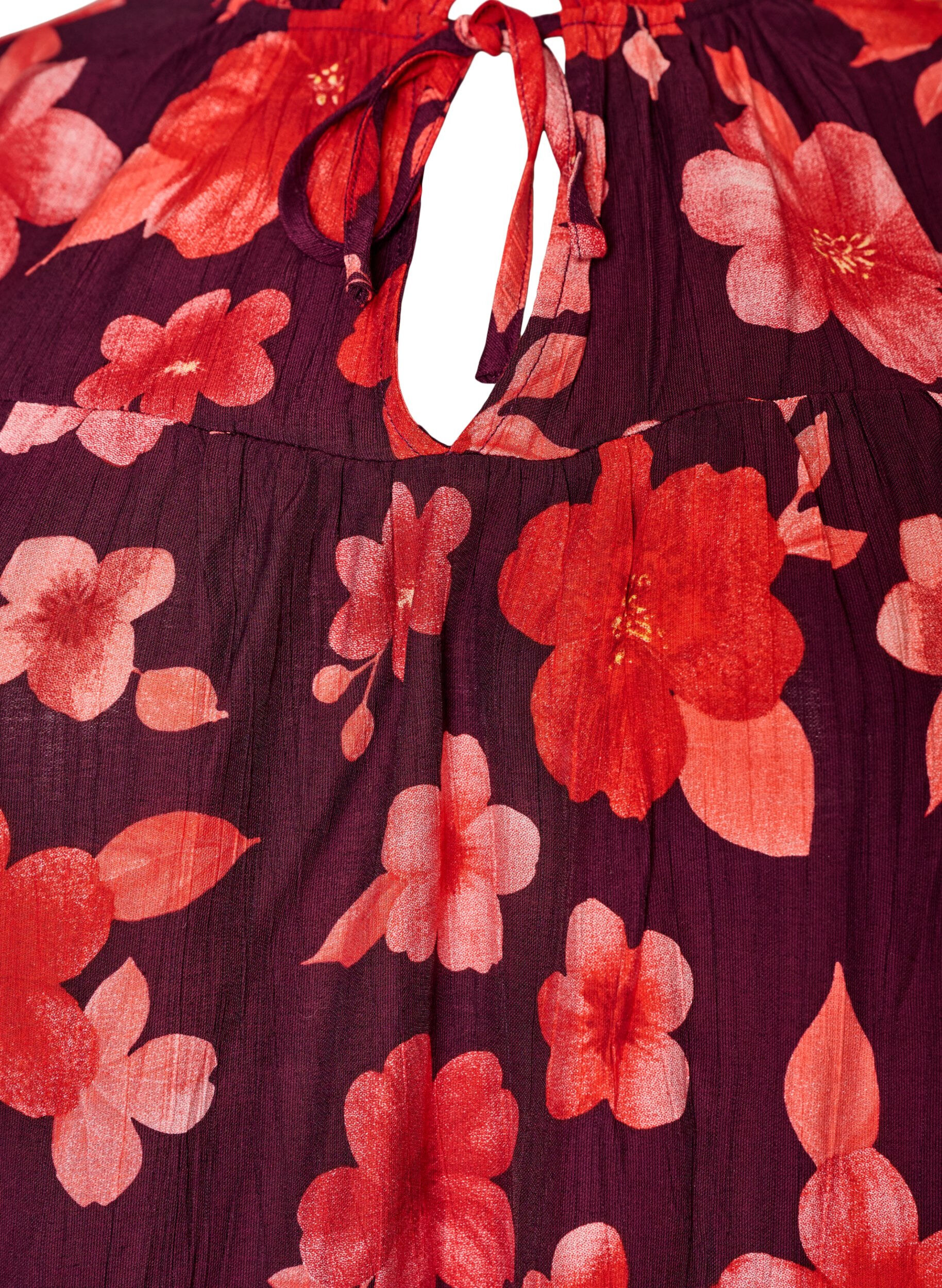 ZizziKukkakuosinen viskoosipusero r&ouml;yhel&ouml;hihoilla, Violetti, Packshot image number 2