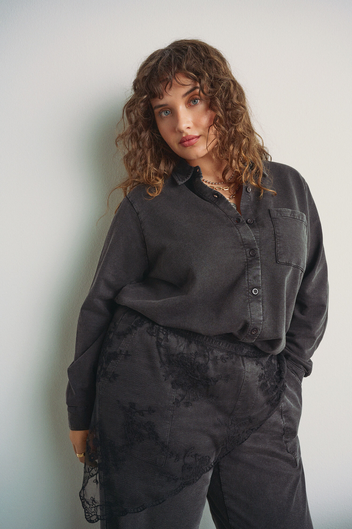 Zizzi Yhteensopiva harmaa setti yksityiskohdilla, , Model