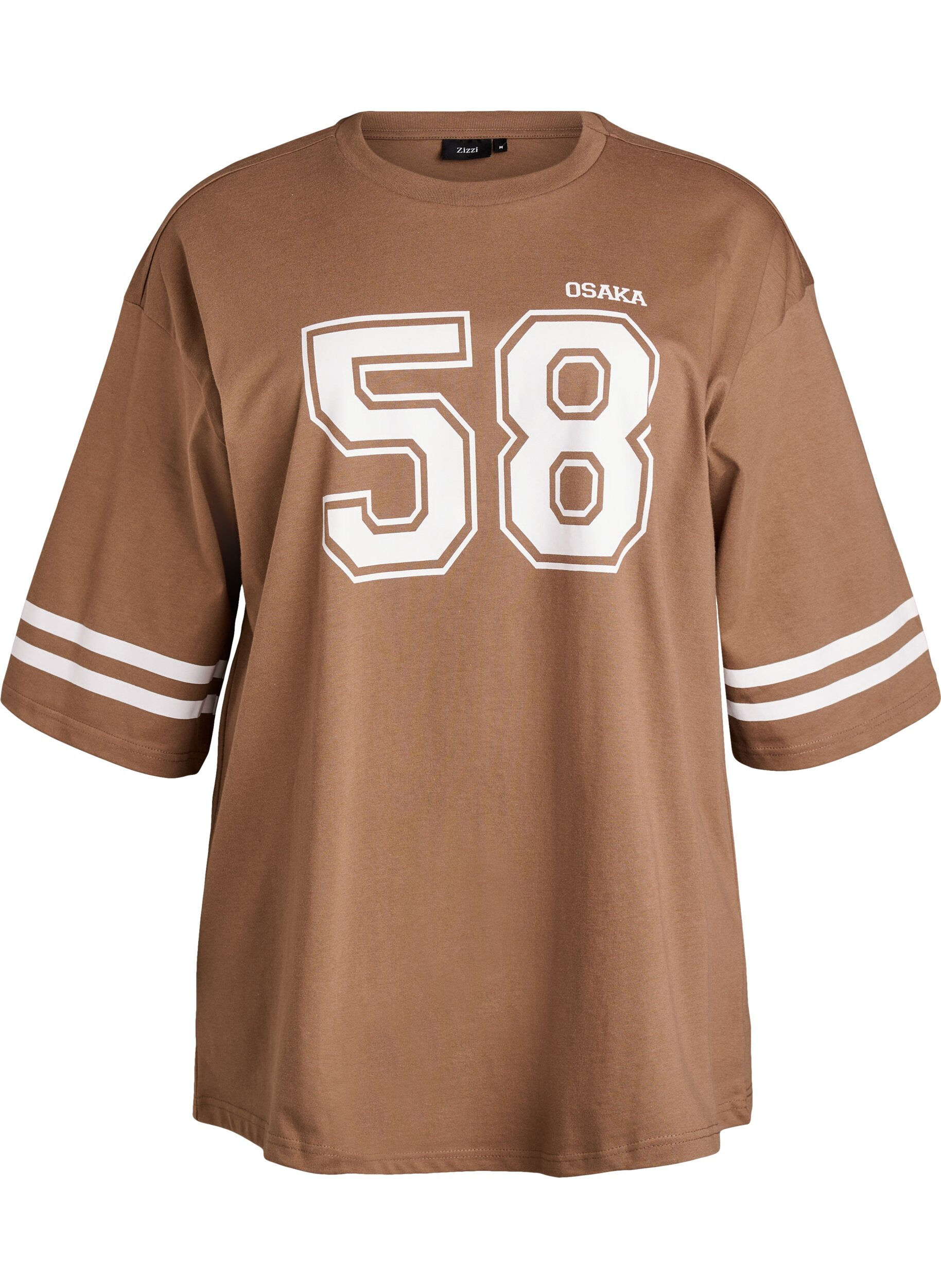 Ylisuuri college-T-paita 3/4-hihoilla