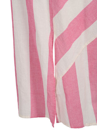 Lyhythihainen puuvillainen paitamekko raidoilla, Magenta Stripe, Packshot image number 3