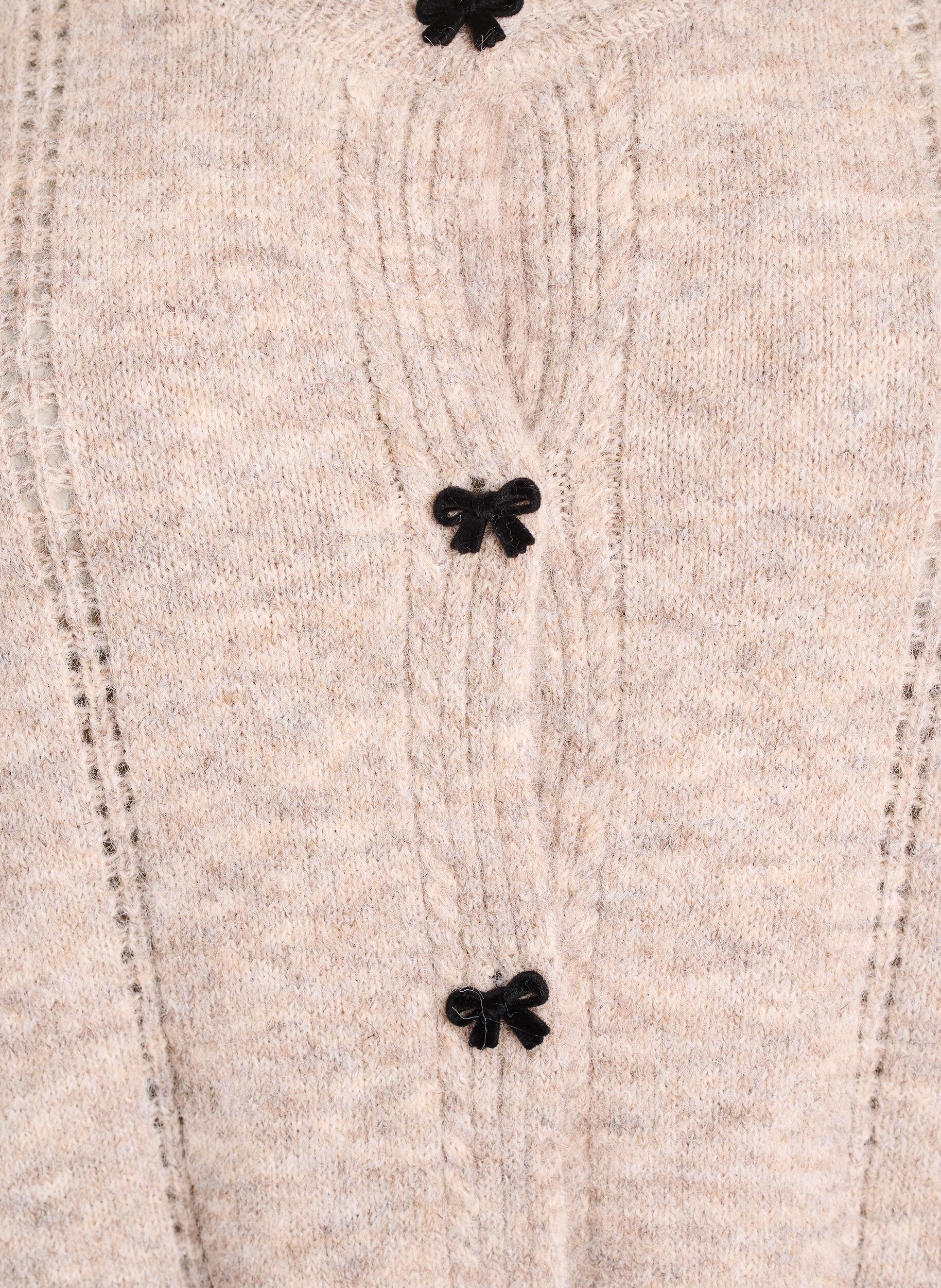 ZizziNeuletakki rusetinapeilla ja avoneulekuviolla, Beige, Packshot image number 2