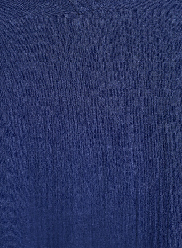 Lyhyt A-linjainen mekko puuvillamusliinista, Sininen, Packshot image number 2