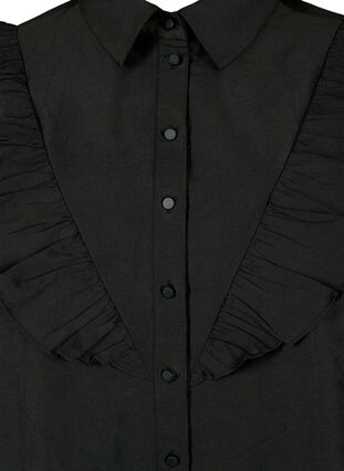 Yksivärinen paita röyhelöllä, Black, Packshot image number 2