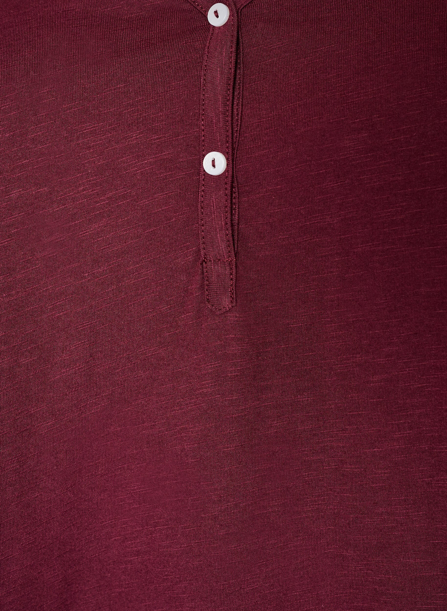 ZizziT-paita nappiyksityiskohdalla, Tumma Bordeaux, Packshot image number 2